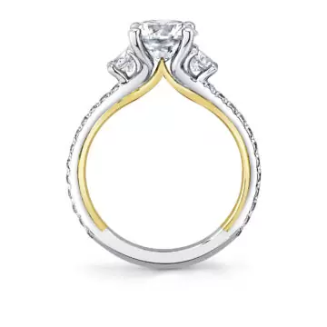 Yellow Gold Iconelle Two Tone Three Stone Engagement Ring - Marie