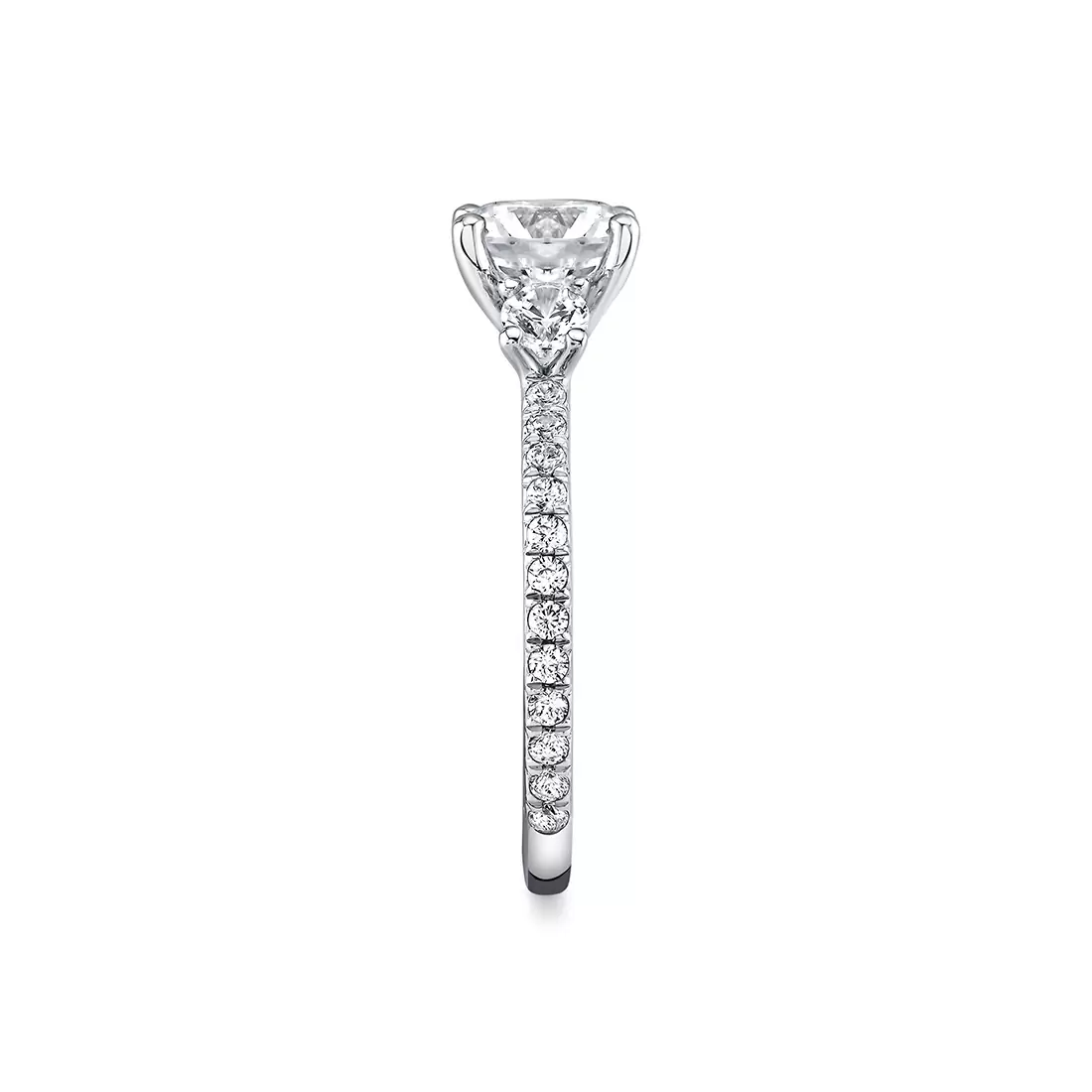 Yellow Gold Iconelle Two Tone Three Stone Engagement Ring - Marie
