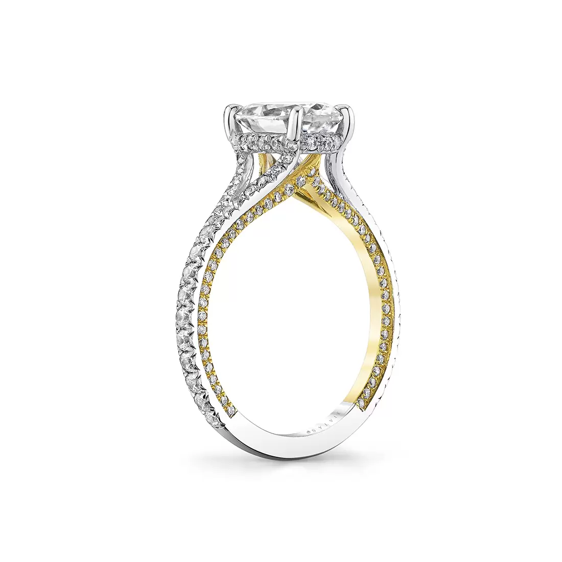 Yellow Gold Iconelle Shell Taper Two Tone Engagement Ring - Leia