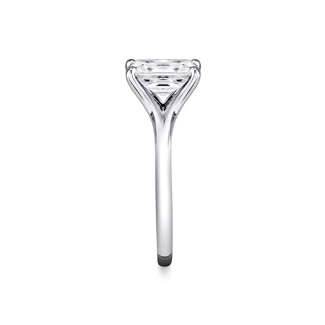 White Gold Iconelle Solitaire Shell Taper Engagement Ring - Beatrix