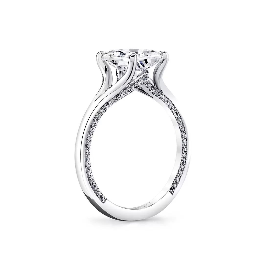 White Gold Iconelle Solitaire Shell Taper Engagement Ring - Beatrix