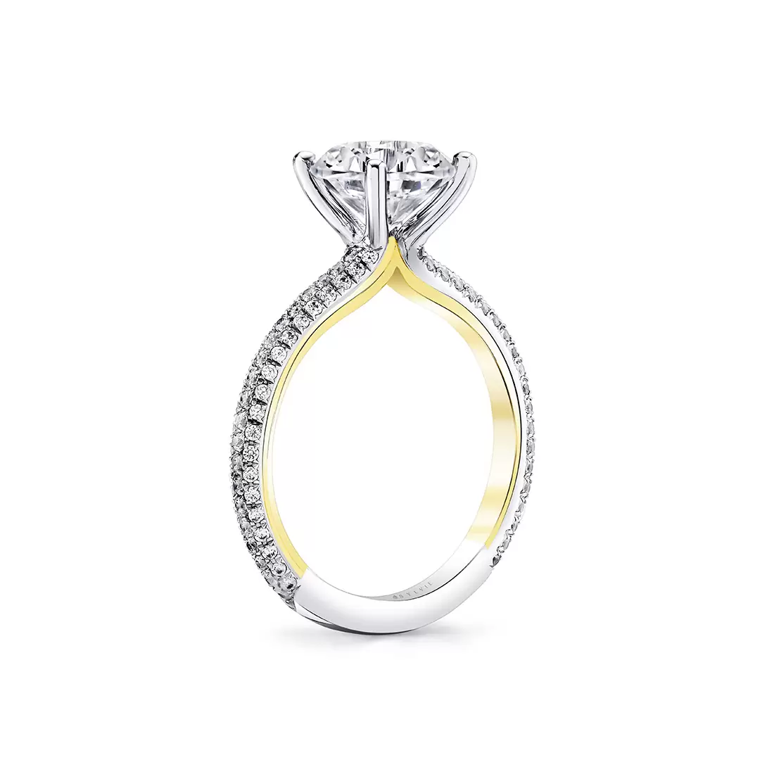 Yellow Gold Iconelle Micropavé Two Tone Engagement Ring - Winona