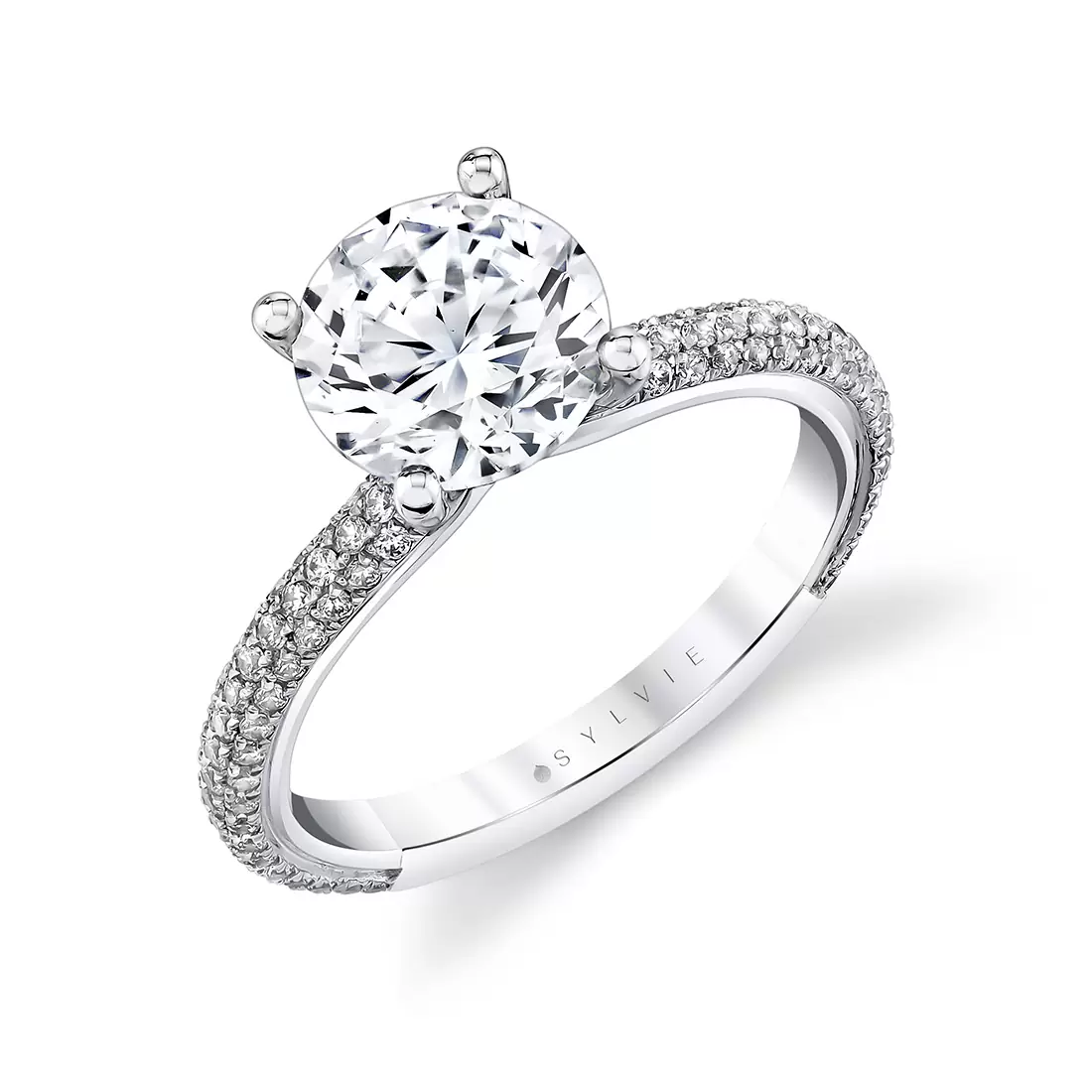 Yellow Gold Iconelle Micropavé Two Tone Engagement Ring - Winona