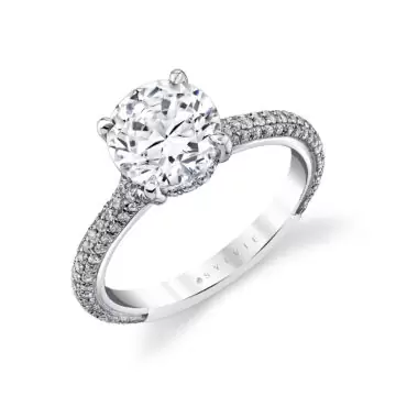 Yellow Gold Iconelle Micropavé Hidden Halo Two Tone Engagement Ring - Xandra