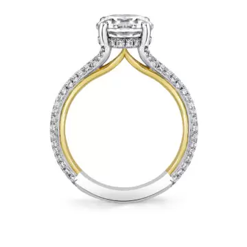 Yellow Gold Iconelle Micropavé Hidden Halo Two Tone Engagement Ring - Xandra