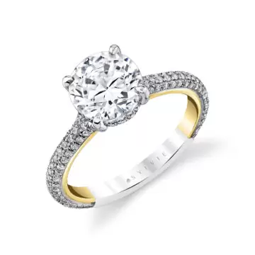 Yellow Gold Iconelle Micropavé Hidden Halo Two Tone Engagement Ring - Xandra