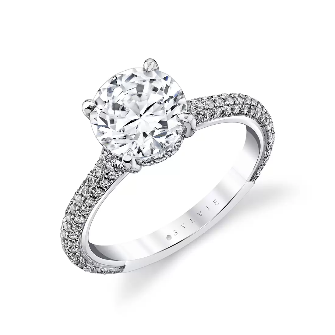 Yellow Gold Iconelle Micropavé Hidden Halo Two Tone Engagement Ring - Xandra