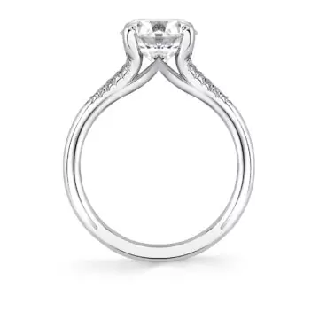 White Gold Round Cut Iconelle Shell Tip Shell Taper Engagement Ring - Fallyn
