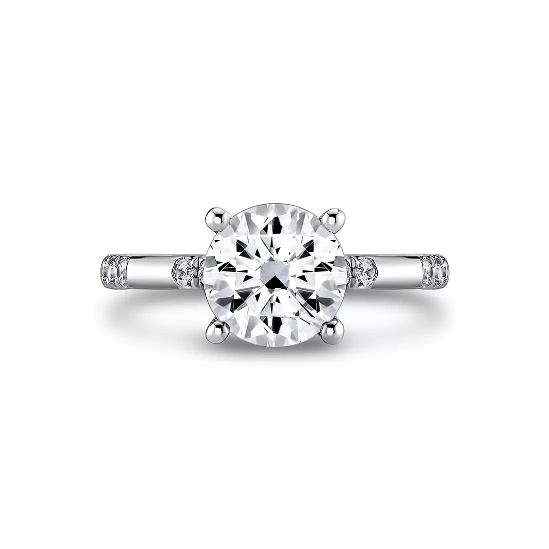 Yellow Gold Iconelle Flush Set Diamond Trios Two Tone Engagement Ring - Zelda