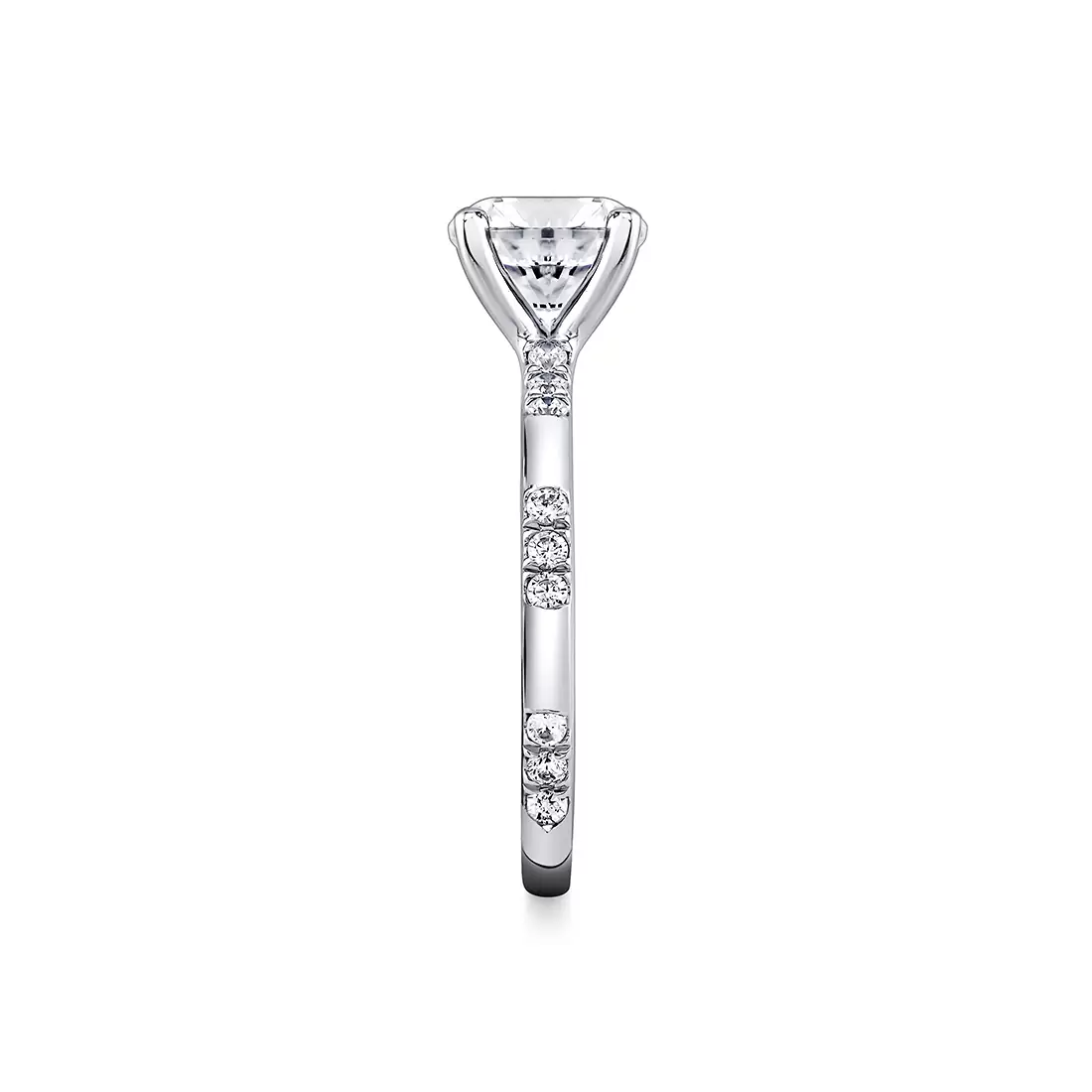 Yellow Gold Iconelle Flush Set Diamond Trios Two Tone Engagement Ring - Zelda