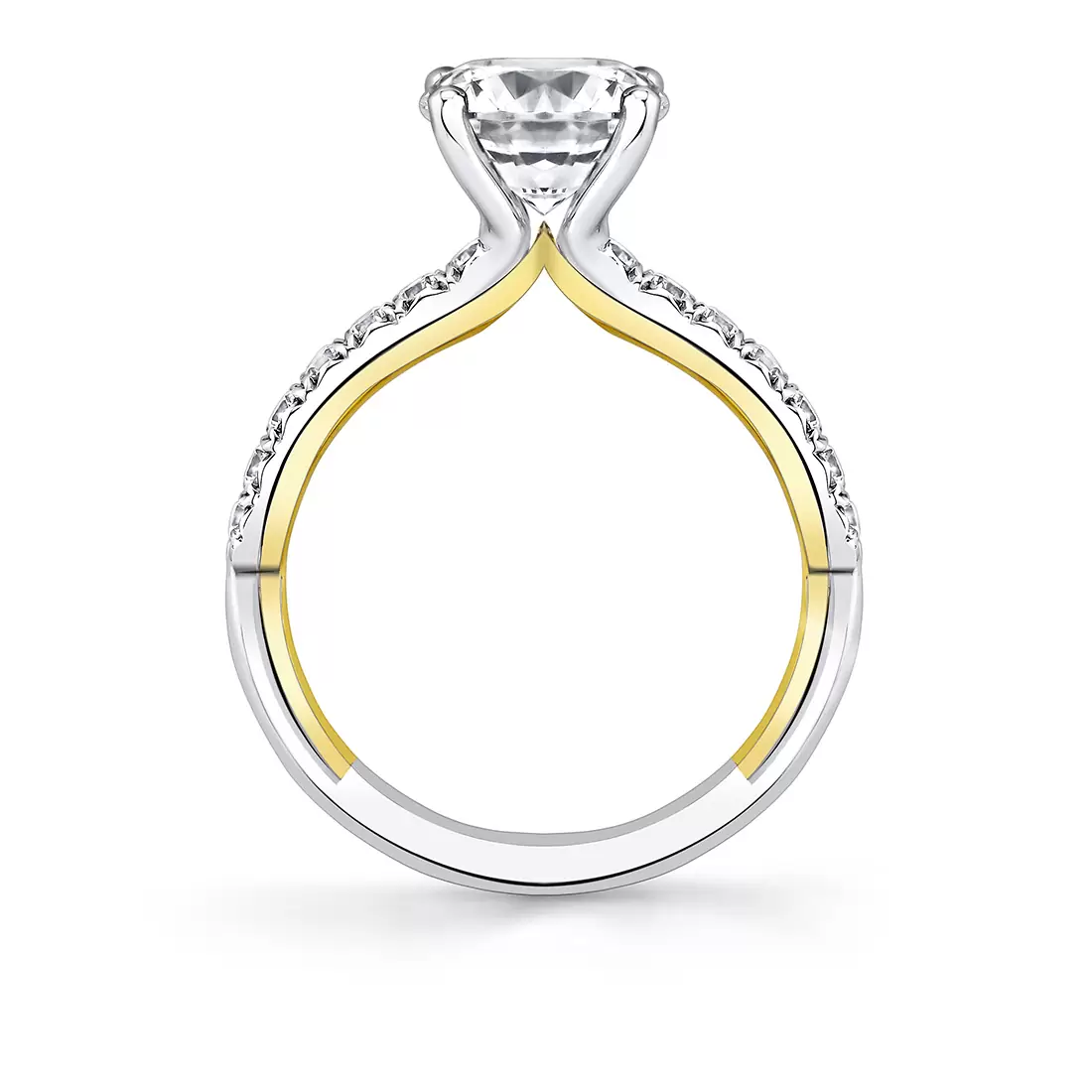 Yellow Gold Iconelle Halfway Pinch Two Tone Engagement Ring - Katya