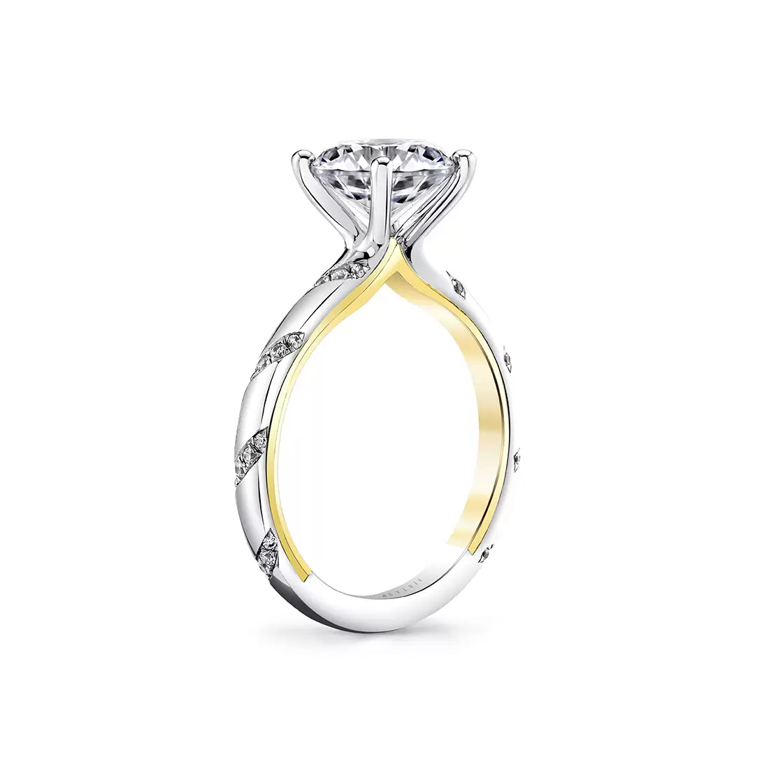 Yellow Gold Iconelle Flush Set Spiral Engagement Ring - Jackie