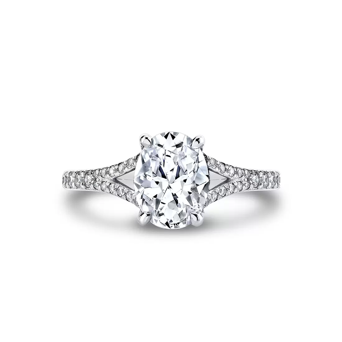 White Gold/Yellow Gold Iconelle Two Tone Shell Taper Hidden Halo Engagement Ring - Whitney