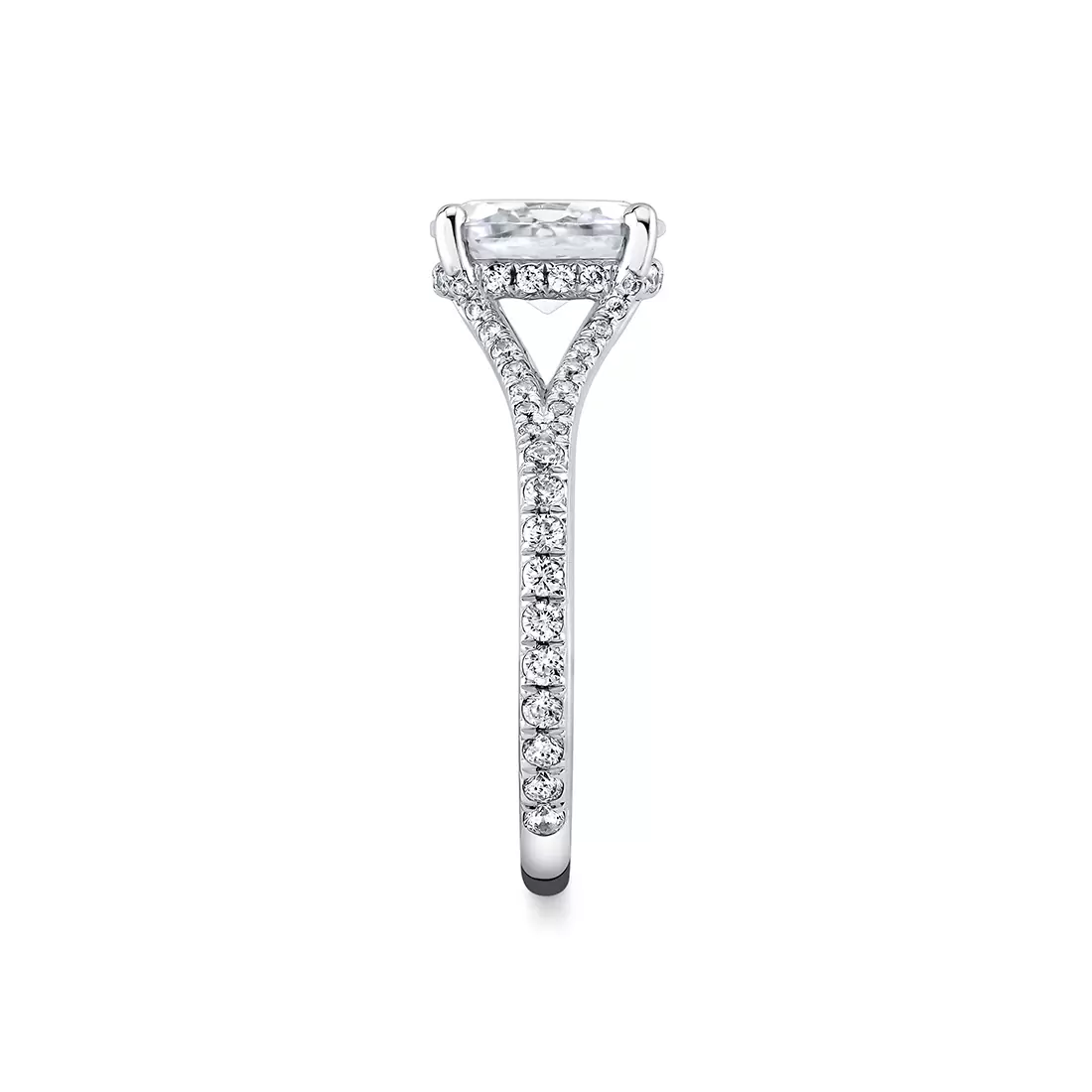 White Gold/Yellow Gold Iconelle Two Tone Shell Taper Hidden Halo Engagement Ring - Whitney
