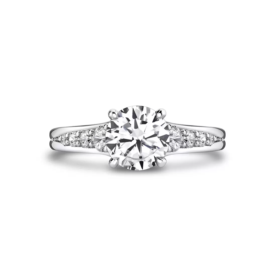 White Gold Iconelle Dual Band Graduated Diamond Engagement Ring - Irene