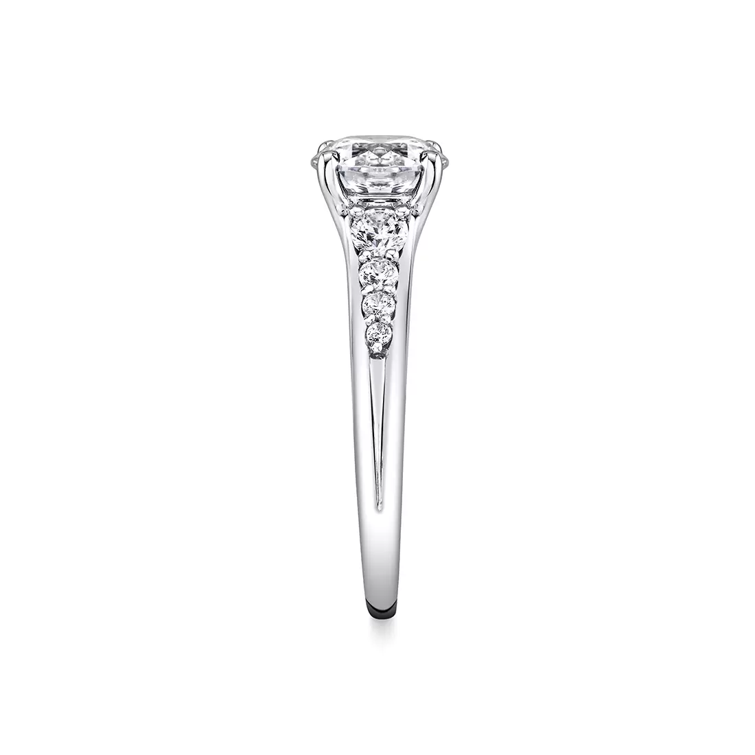 White Gold Iconelle Dual Band Graduated Diamond Engagement Ring - Irene