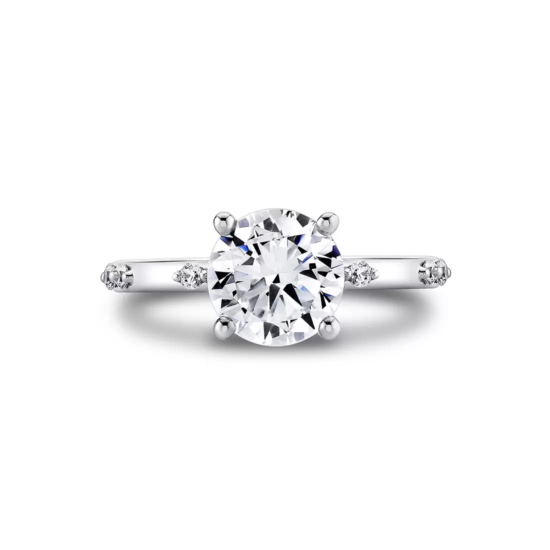 Yellow Gold Iconelle Prong Set Diamond Duos Two Tone Engagement Ring - Birdie