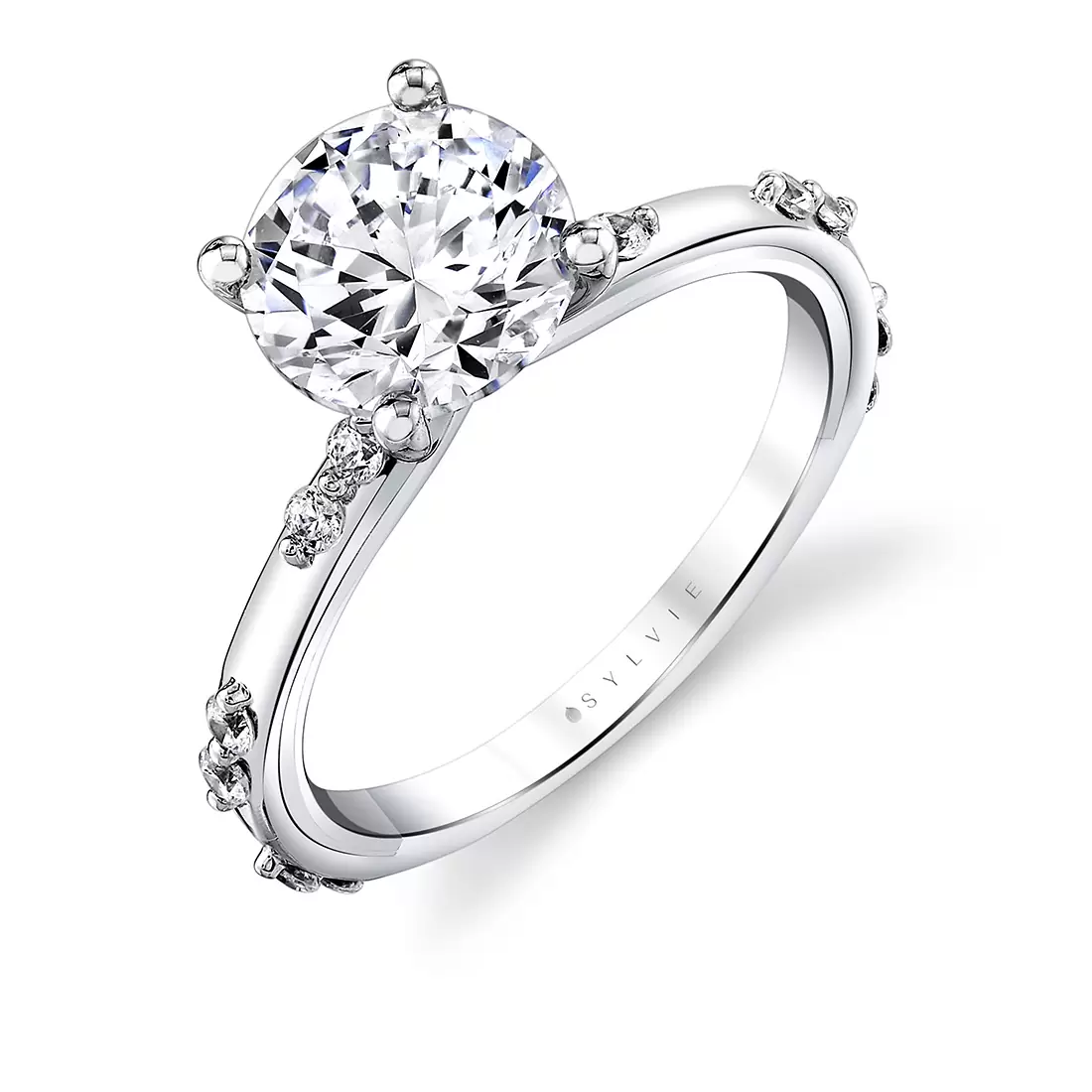 Yellow Gold Iconelle Prong Set Diamond Duos Two Tone Engagement Ring - Birdie