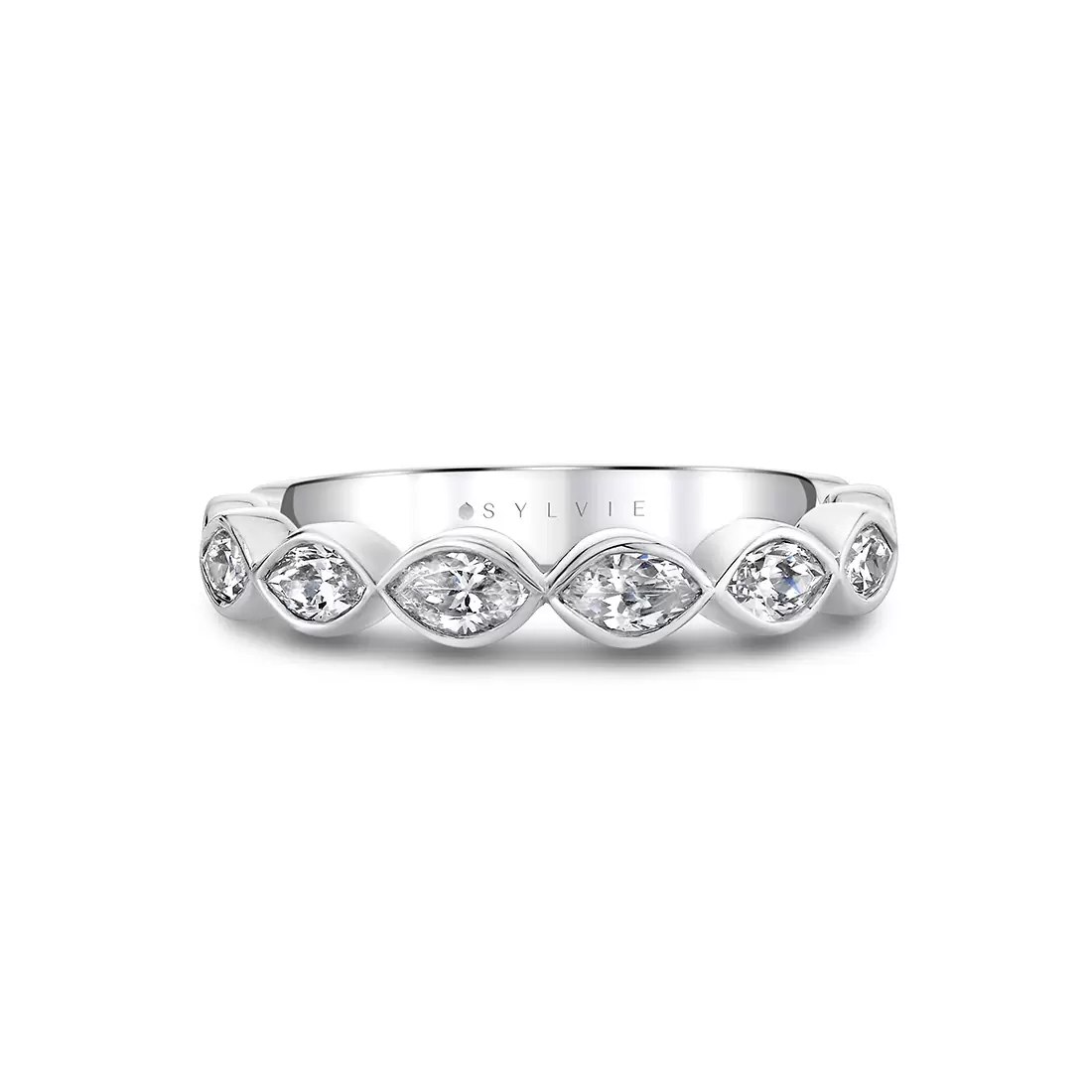 White Gold Marquise Cut Bezel Wedding Ring