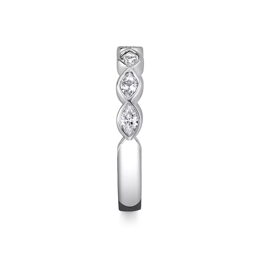 White Gold Marquise Cut Bezel Wedding Ring