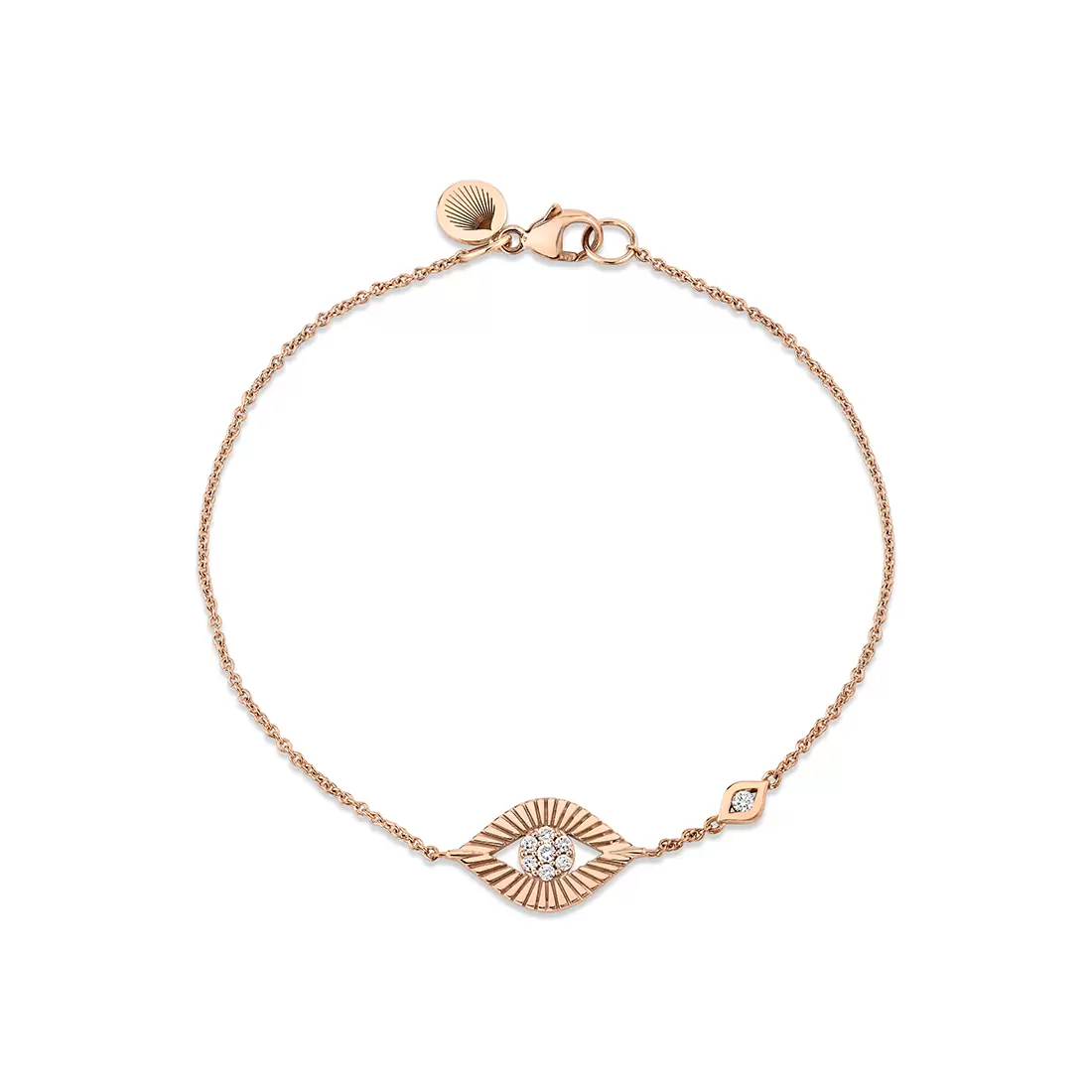 Yellow Gold Linéaire Fine Line Evil Eye Diamond Bracelet