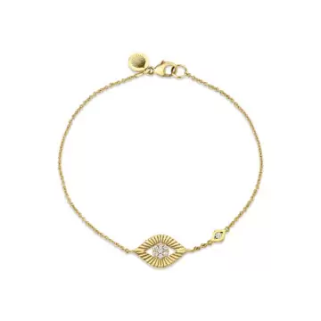 Yellow Gold Linéaire Fine Line Evil Eye Diamond Bracelet