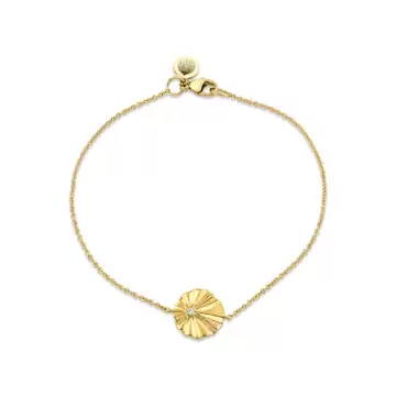 Yellow Gold Linéaire Sculpted Medallion Pendant Bracelet