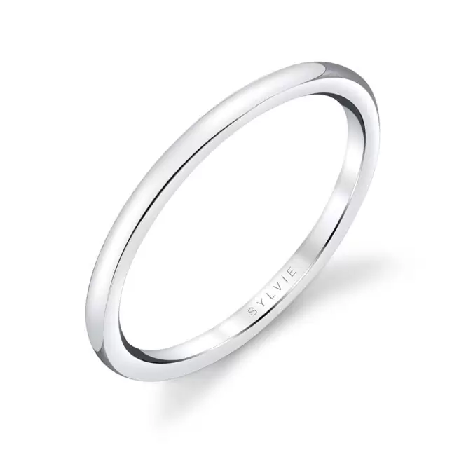white gold high polish wedding band