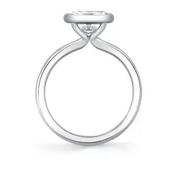 White Gold East to West Oval Cut Bezel Set Solitaire Engagement Ring - Cliodhna