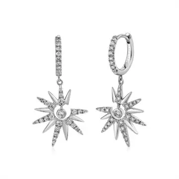 yellow gold solaz sun rays diamond drop earrings