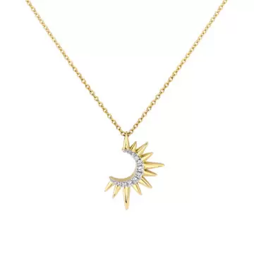 Yellow Gold Solaz Open Sun Diamond Necklace