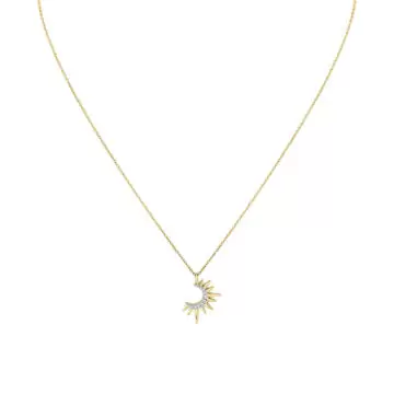 Yellow Gold Solaz Open Sun Diamond Necklace