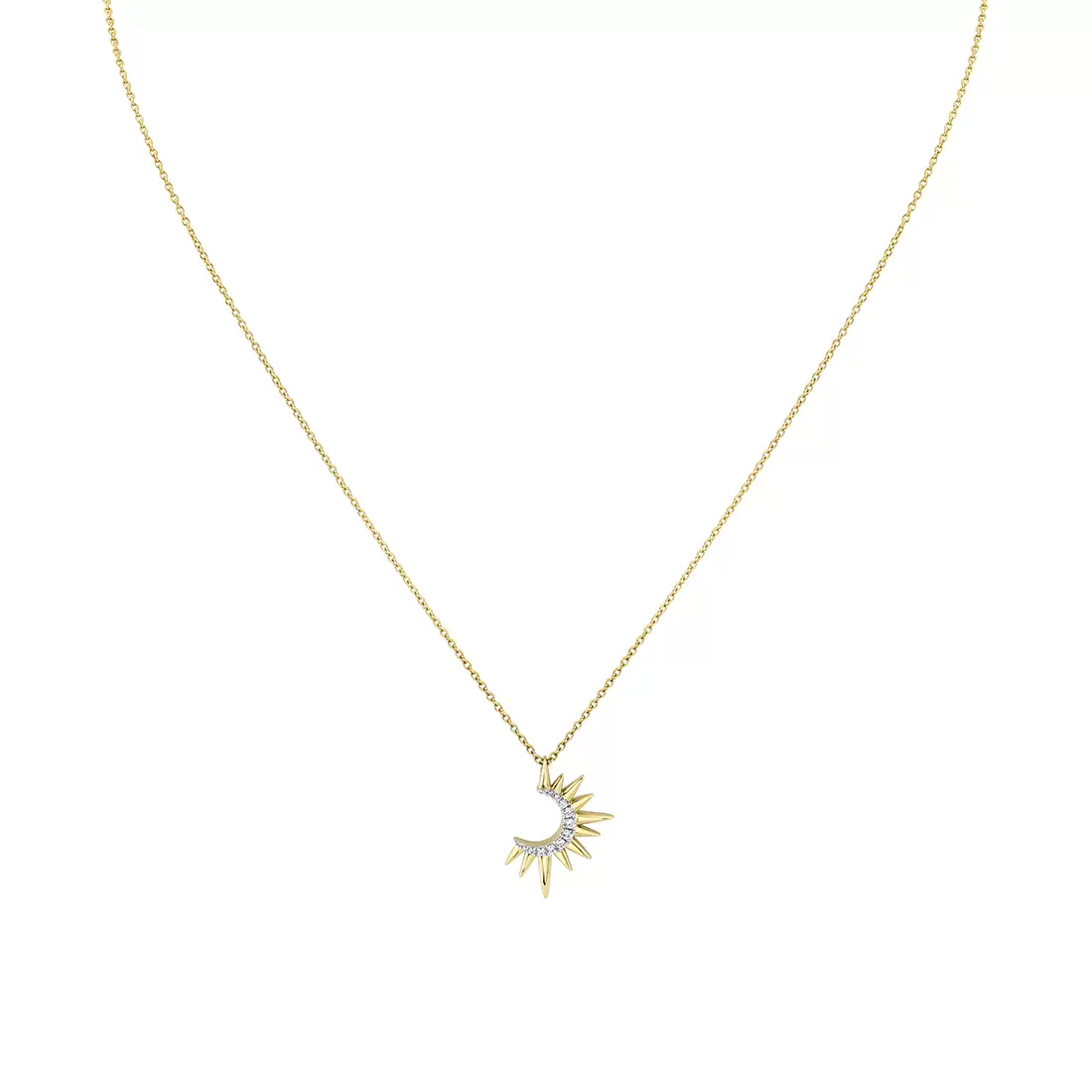 Yellow Gold Solaz Open Sun Diamond Necklace
