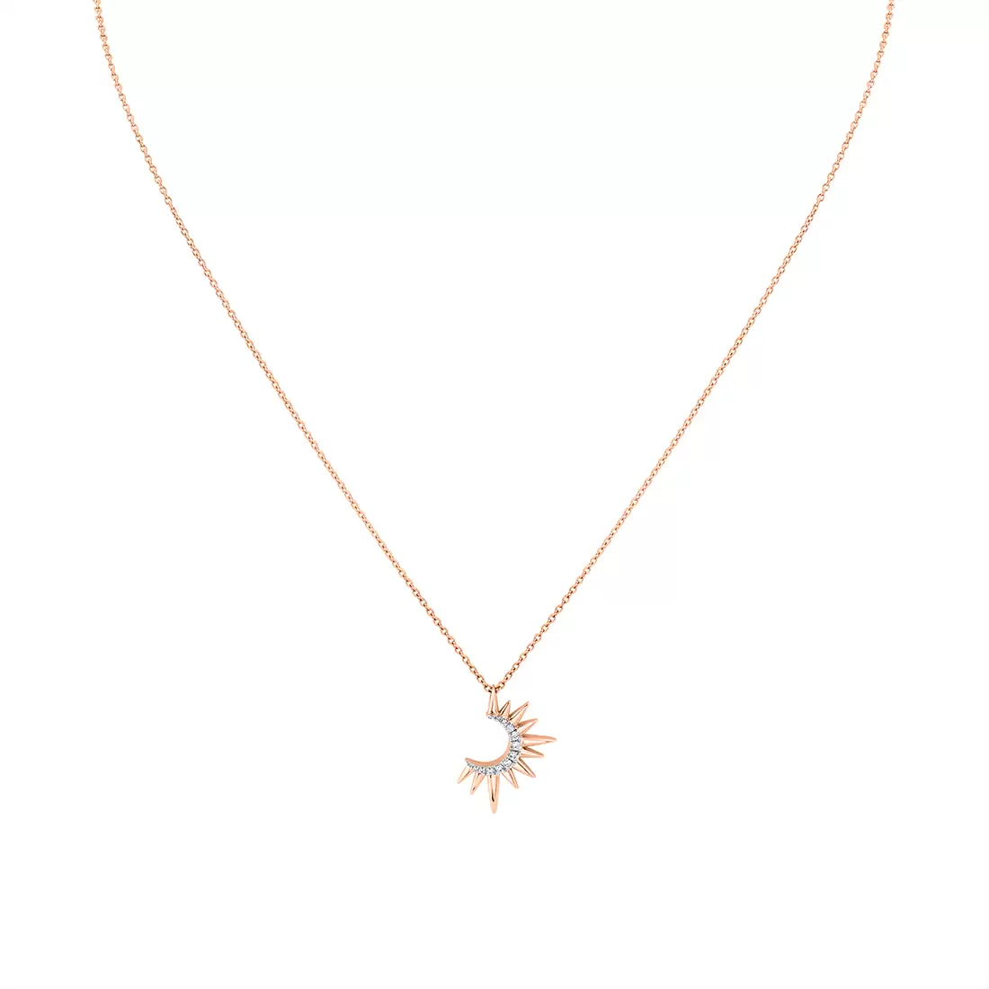 Yellow Gold Solaz Open Sun Diamond Necklace