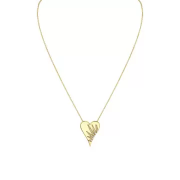 Yellow Gold Solaz Diamond Sun Rays Heart Necklace