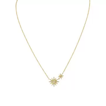 Yellow Gold Solaz Sun Bursts Diamond Necklace