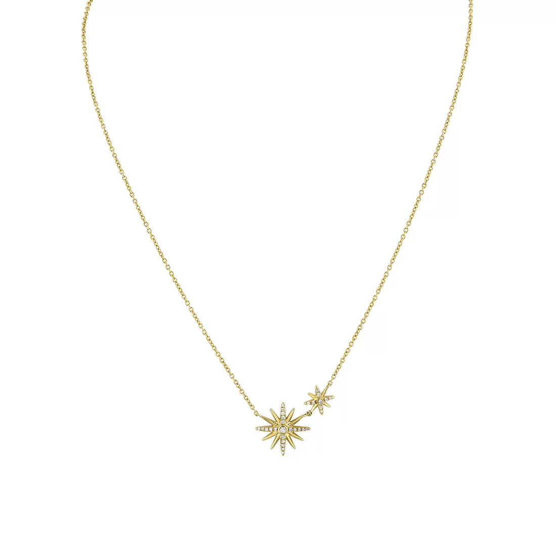 Yellow Gold Solaz Sun Bursts Diamond Necklace