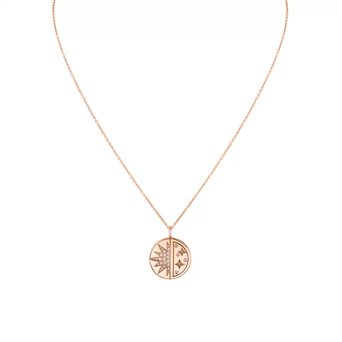 Yellow Gold Solaz Diamond Sun and Stars Necklace