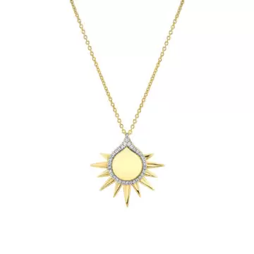 Yellow Gold Solaz Shell Sun Diamond Pendant