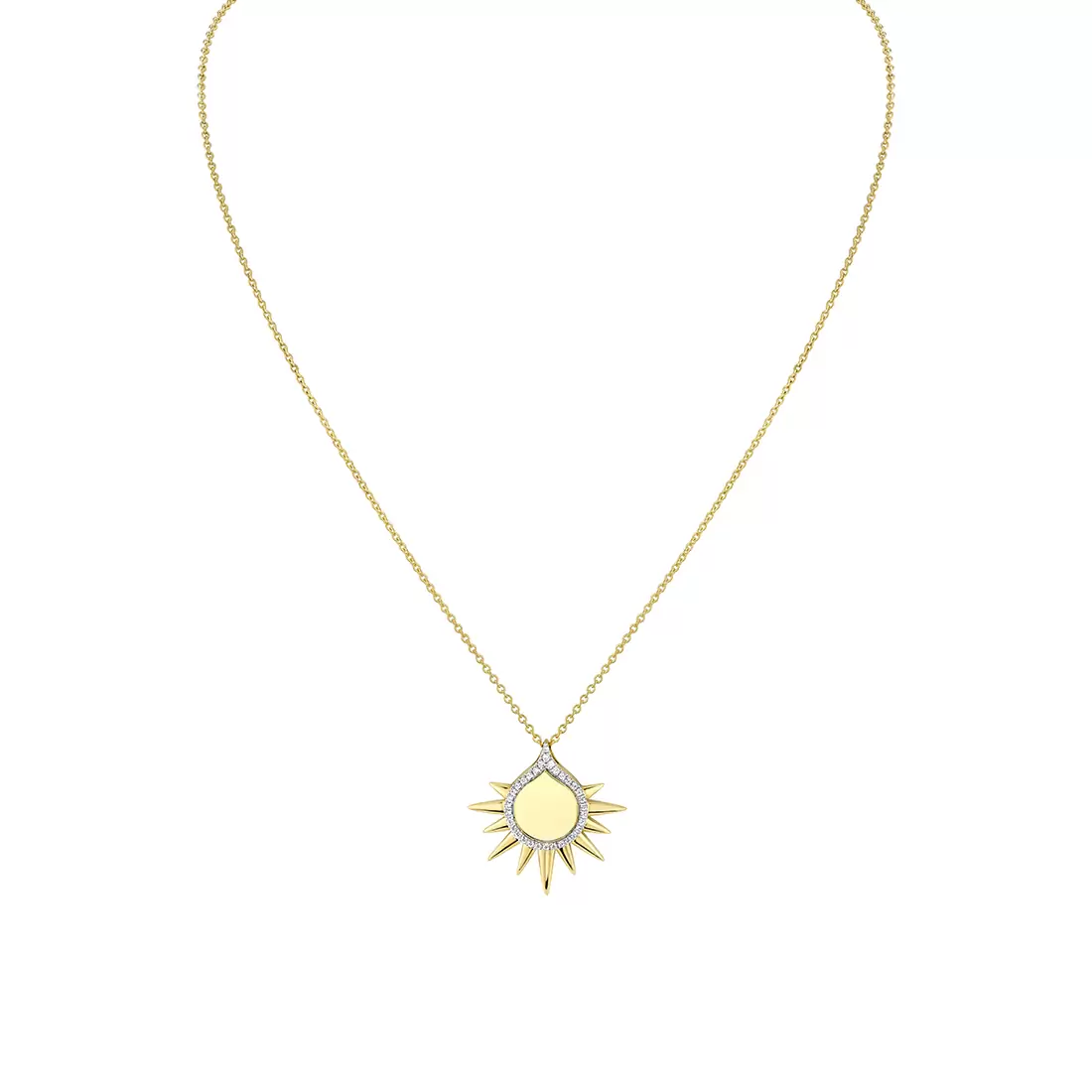Yellow Gold Solaz Shell Sun Diamond Pendant