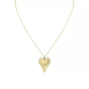 Yellow Gold Linéaire Fine Line Diamond Heart Pendant