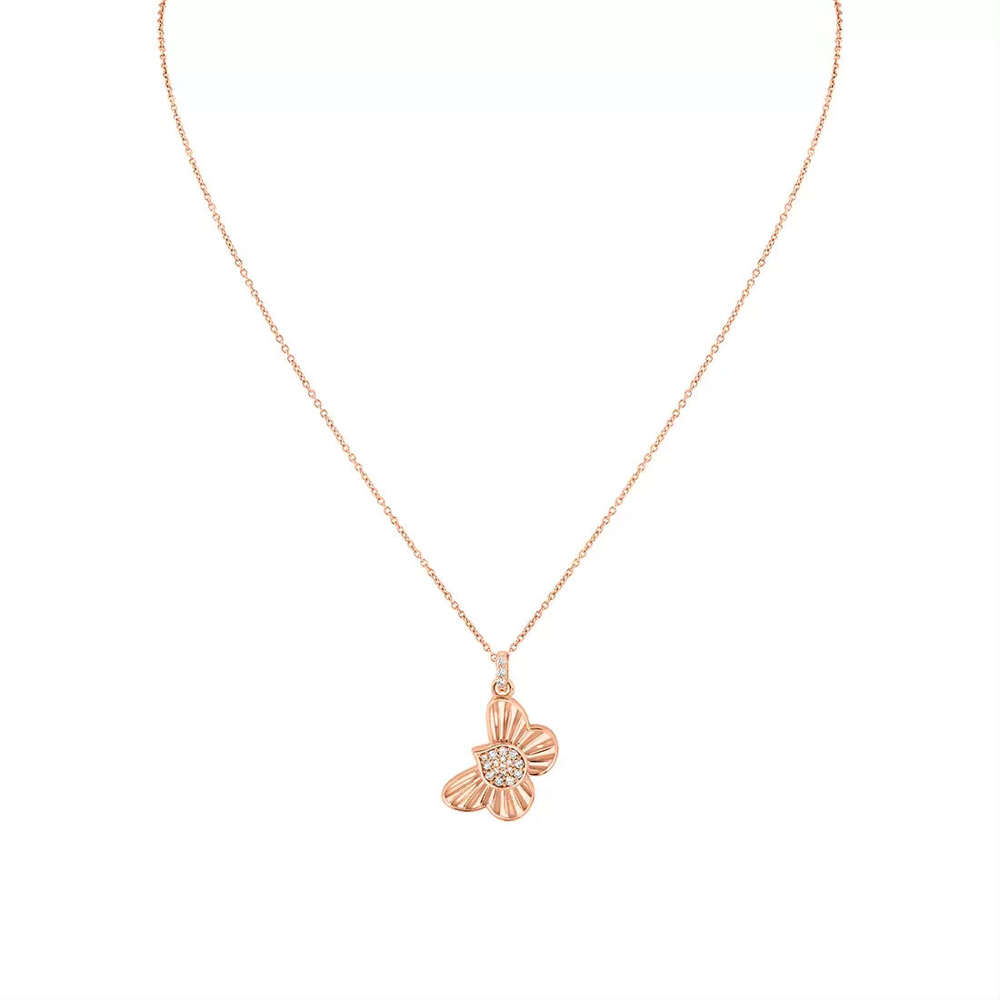 Yellow Gold Linéaire Fine Line Shell Butterfly Diamond Pendant