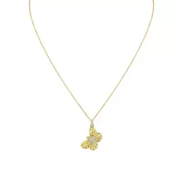 Yellow Gold Linéaire Fine Line Shell Butterfly Diamond Pendant