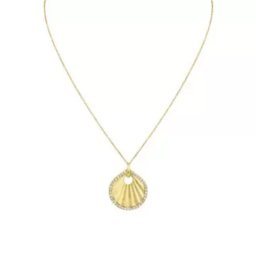 Yellow Gold Linéaire Sculpted Shell Diamond Pendant