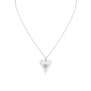 Yellow Gold Linéaire Fine Line Diamond Heart Pendant Cropped