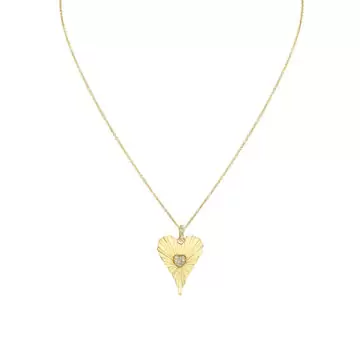 Yellow Gold Linéaire Fine Line Diamond Heart Pendant