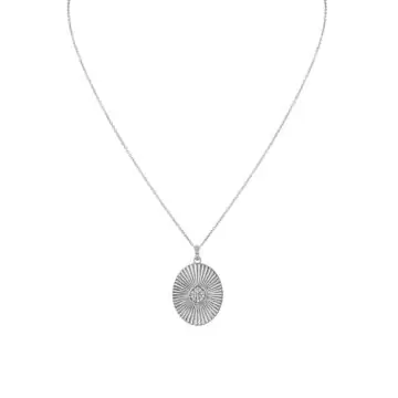 Yellow Gold Diamond Shell Oval Medallion Pendant