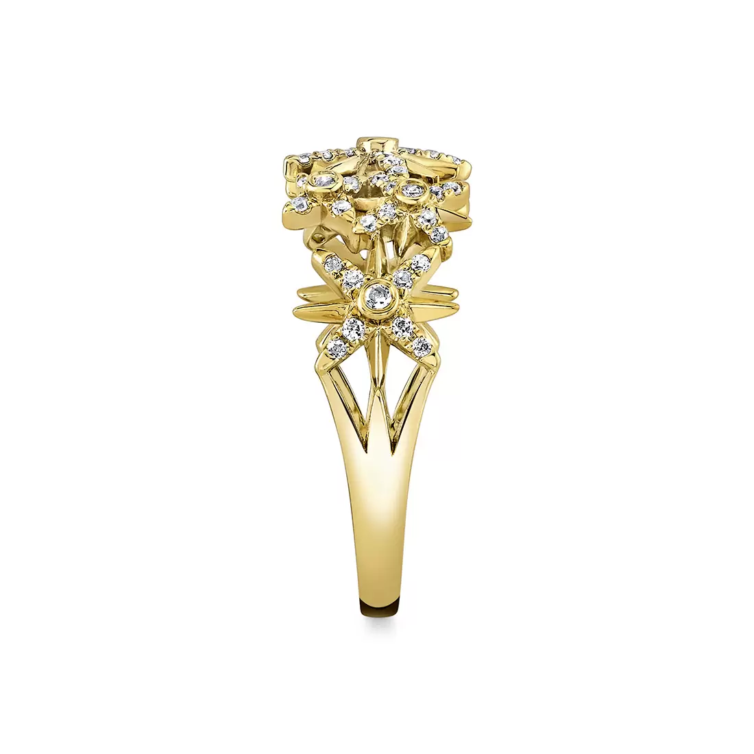 Yellow Gold Solaz Sun Bursts Diamond Ring