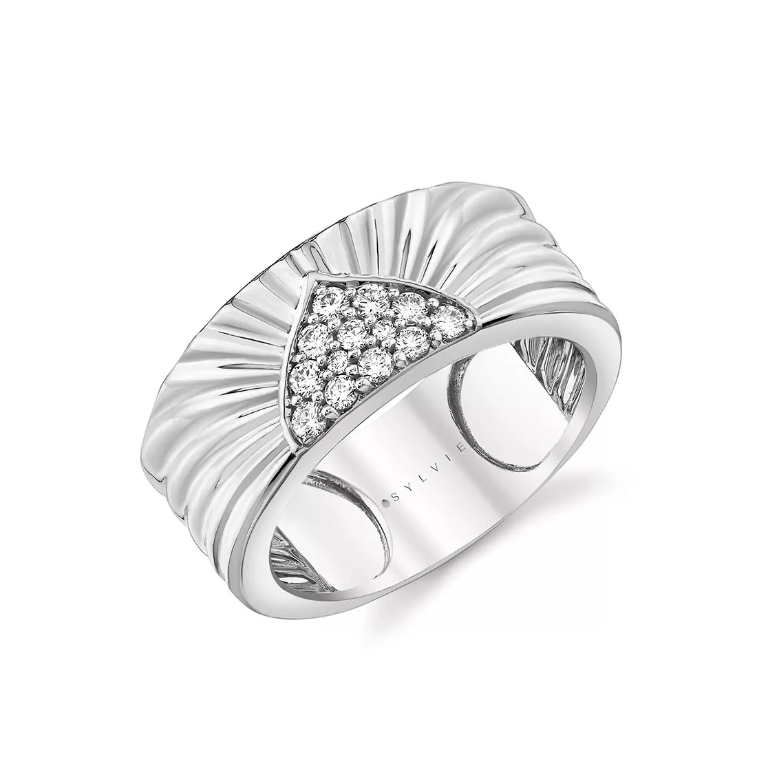 Yellow Gold Solaz Shell Sunrise Diamond Ring