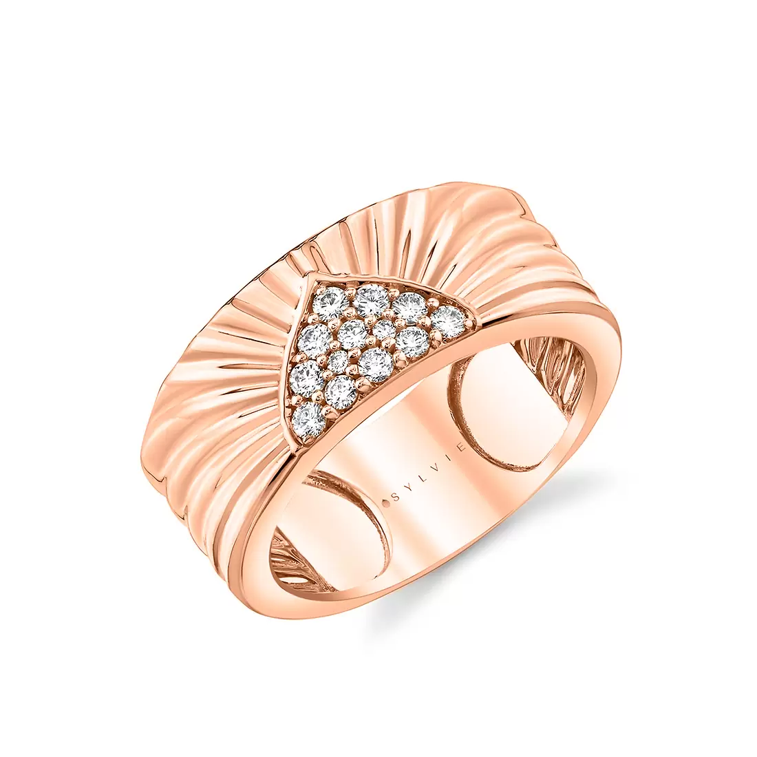 Yellow Gold Solaz Shell Sunrise Diamond Ring